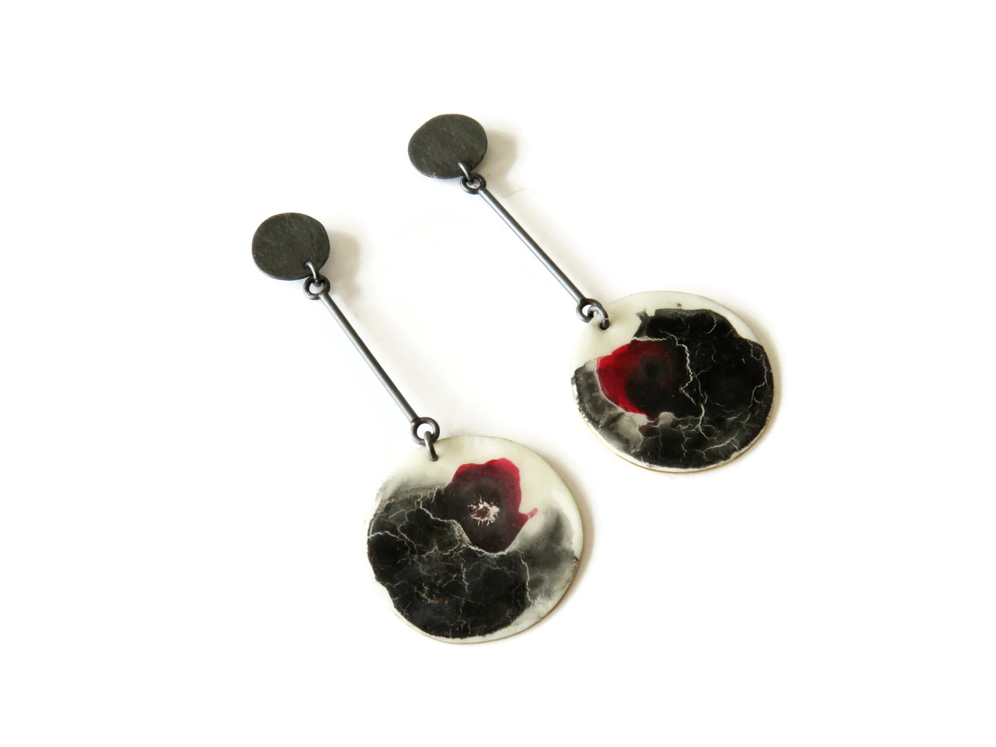 Long Enamel Drop Earrings