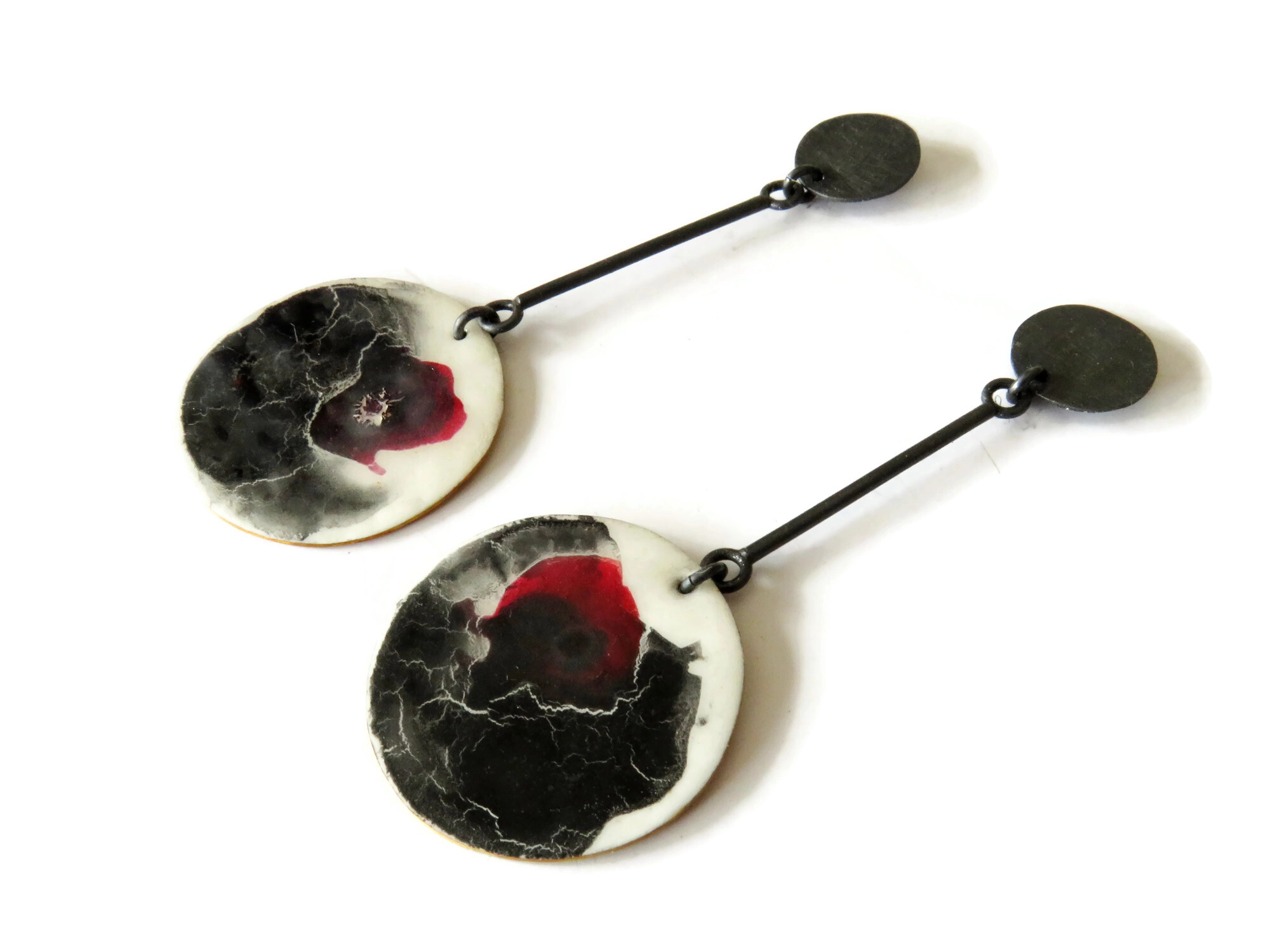 Long Enamel Drop Earrings