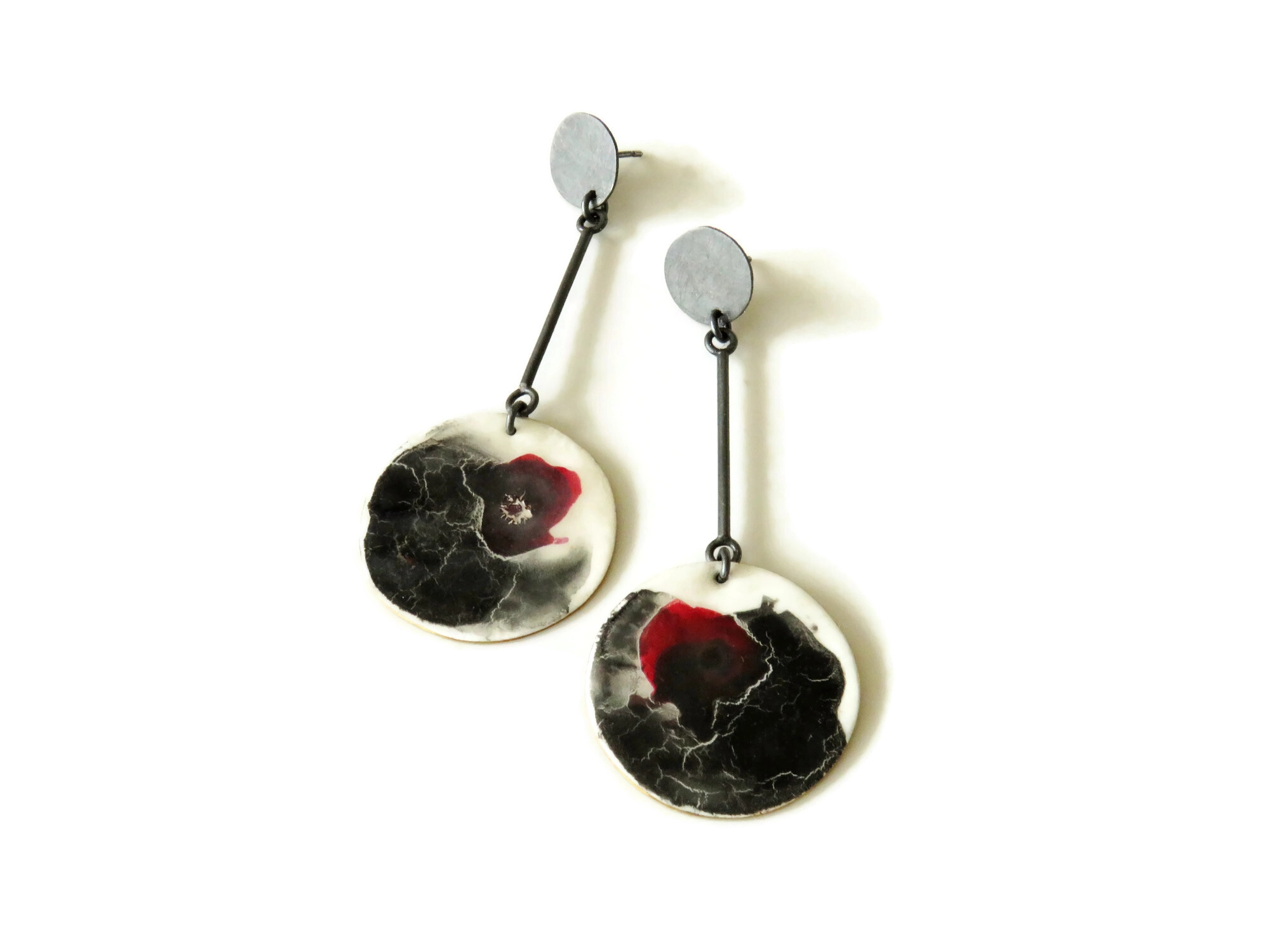 Long Enamel Drop Earrings
