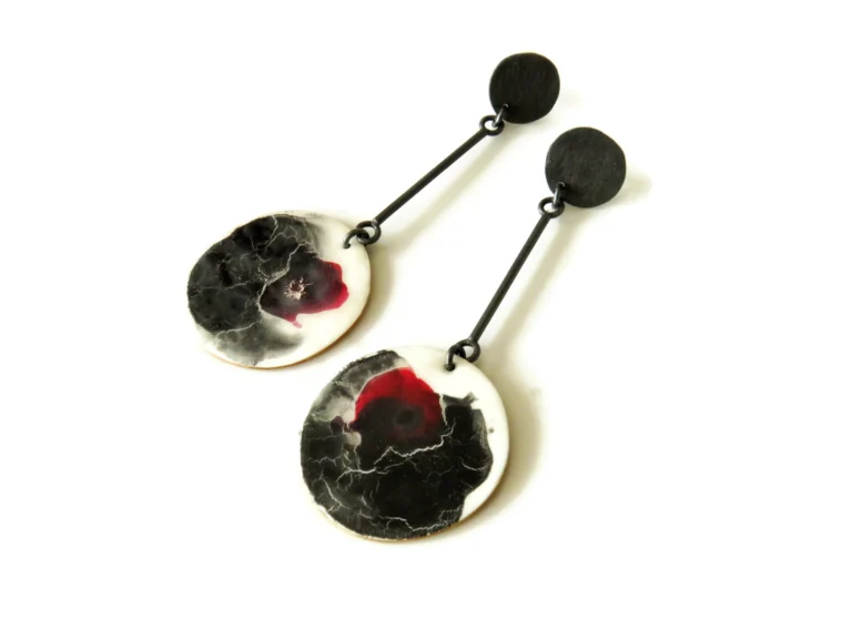 Long Enamel Drop Earrings