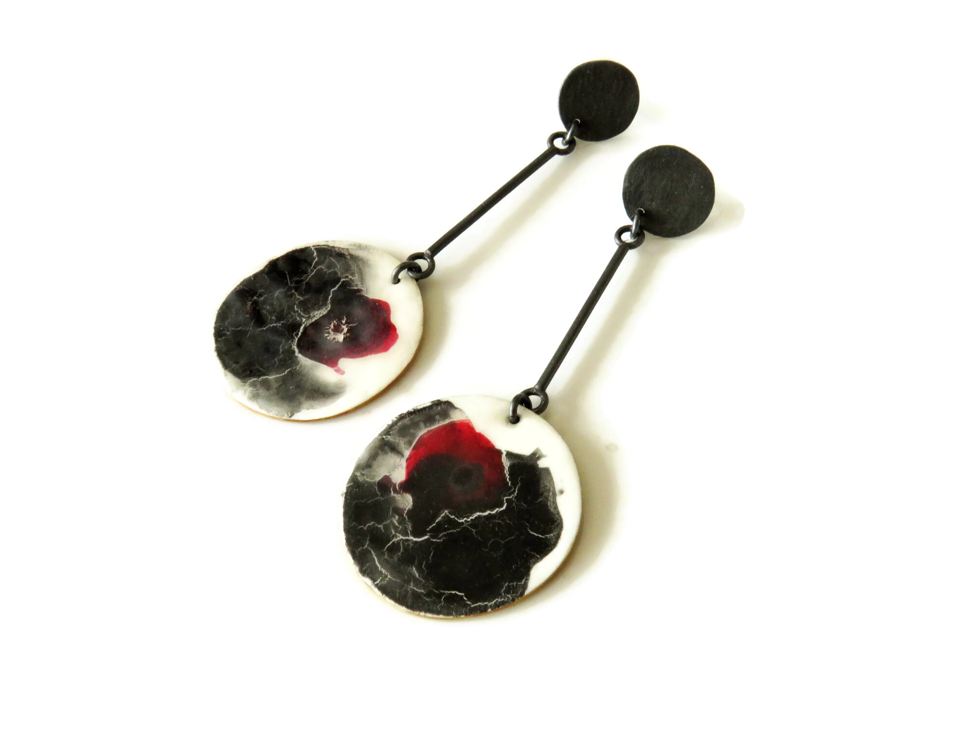 Long Enamel Drop Earrings