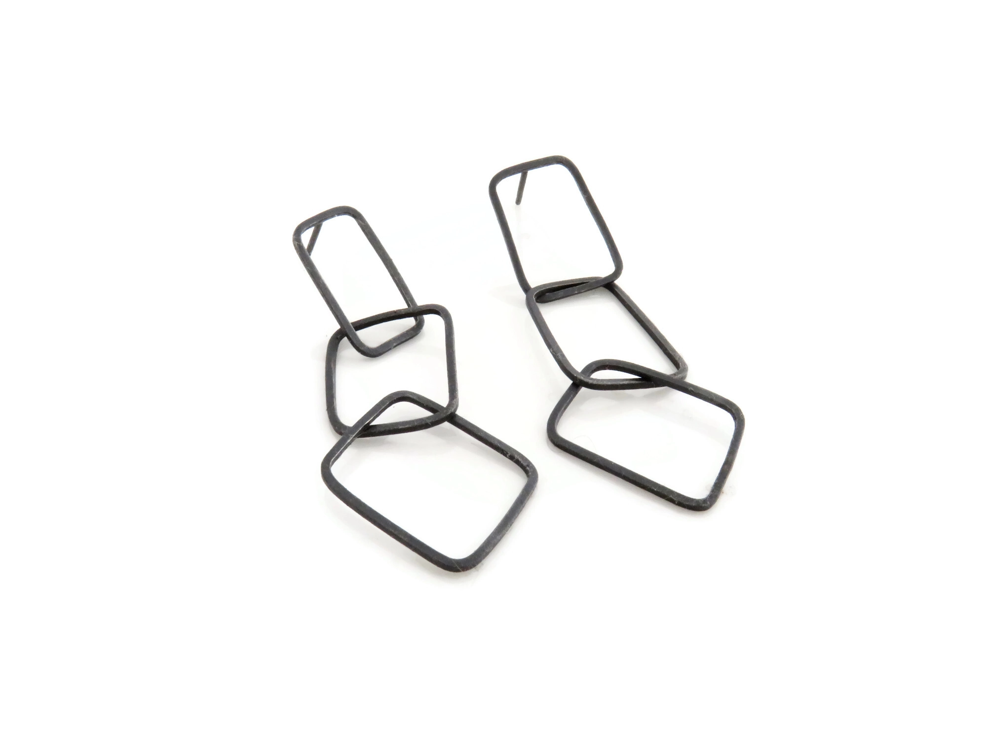 Oxidized Silver Chain Earrings