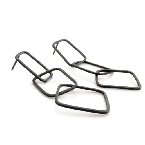 Oxidized Silver Chain Earrings