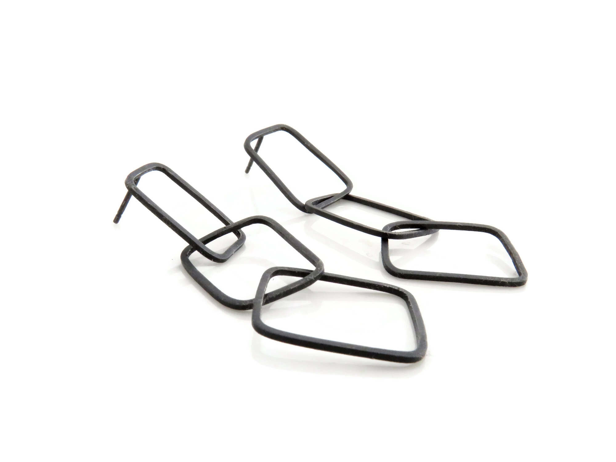 Oxidized Silver Chain Earrings