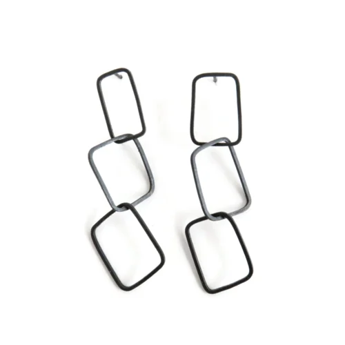 Oxidized Silver Chain Earrings