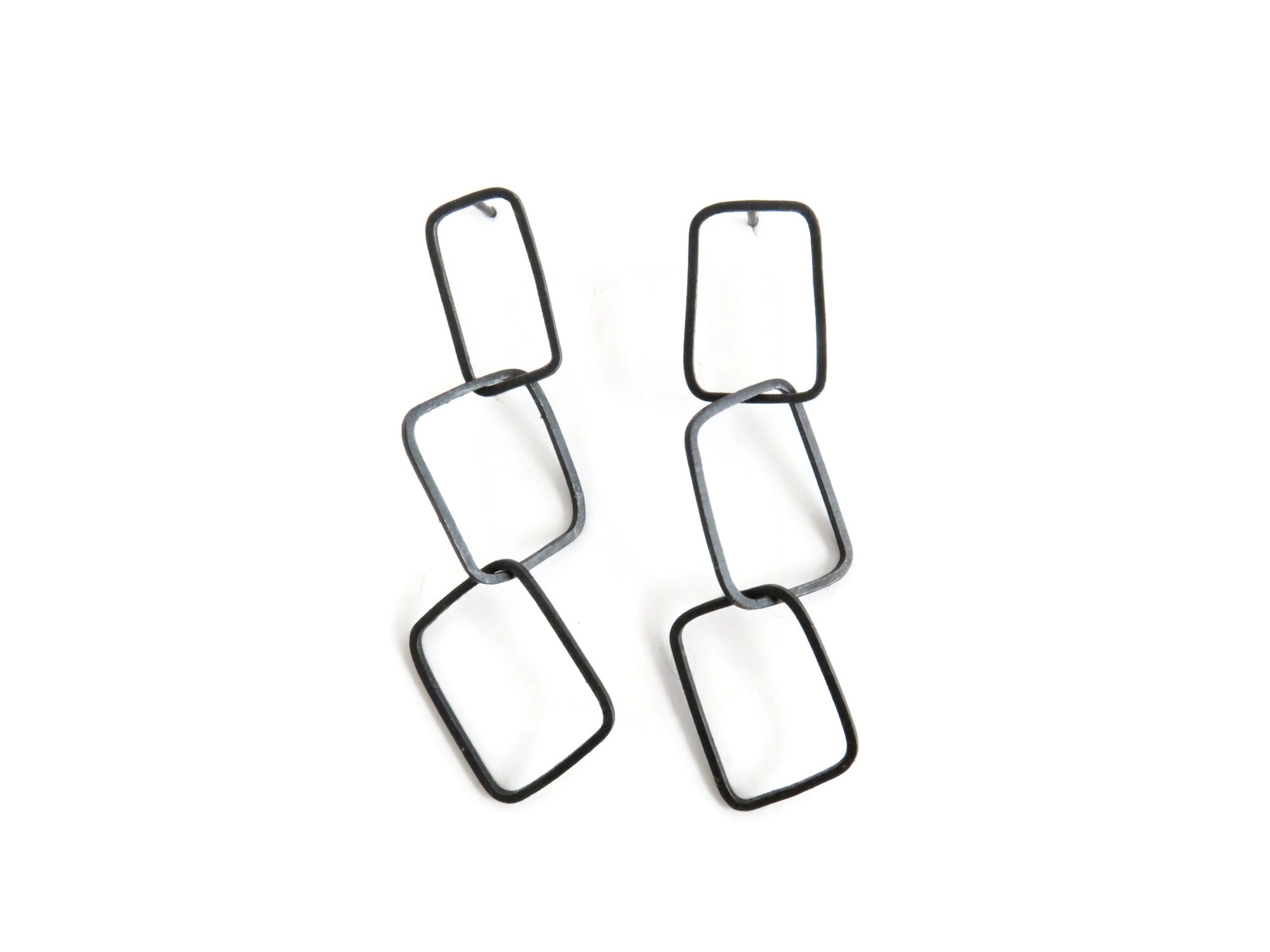 Oxidized Silver Chain Earrings