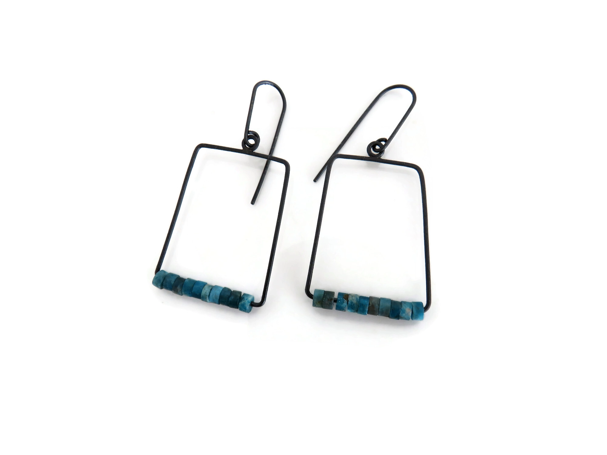Geometric Apatite Silver Earrings