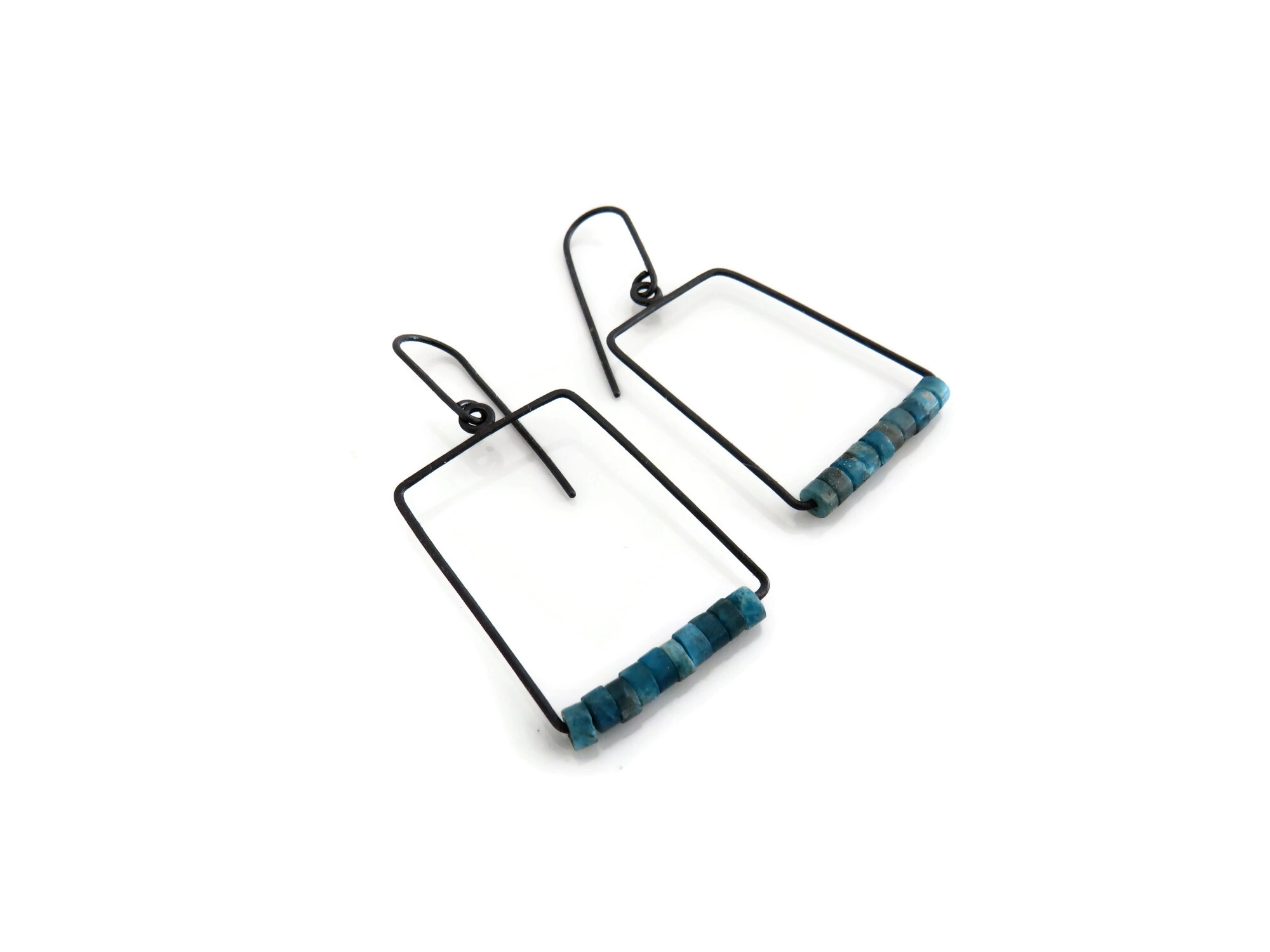 Geometric Apatite Silver Earrings
