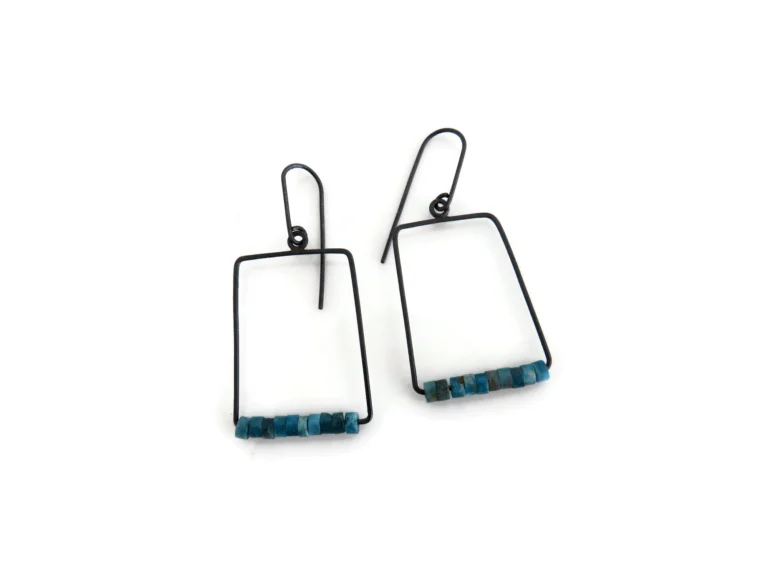 Geometric Apatite Silver Earrings