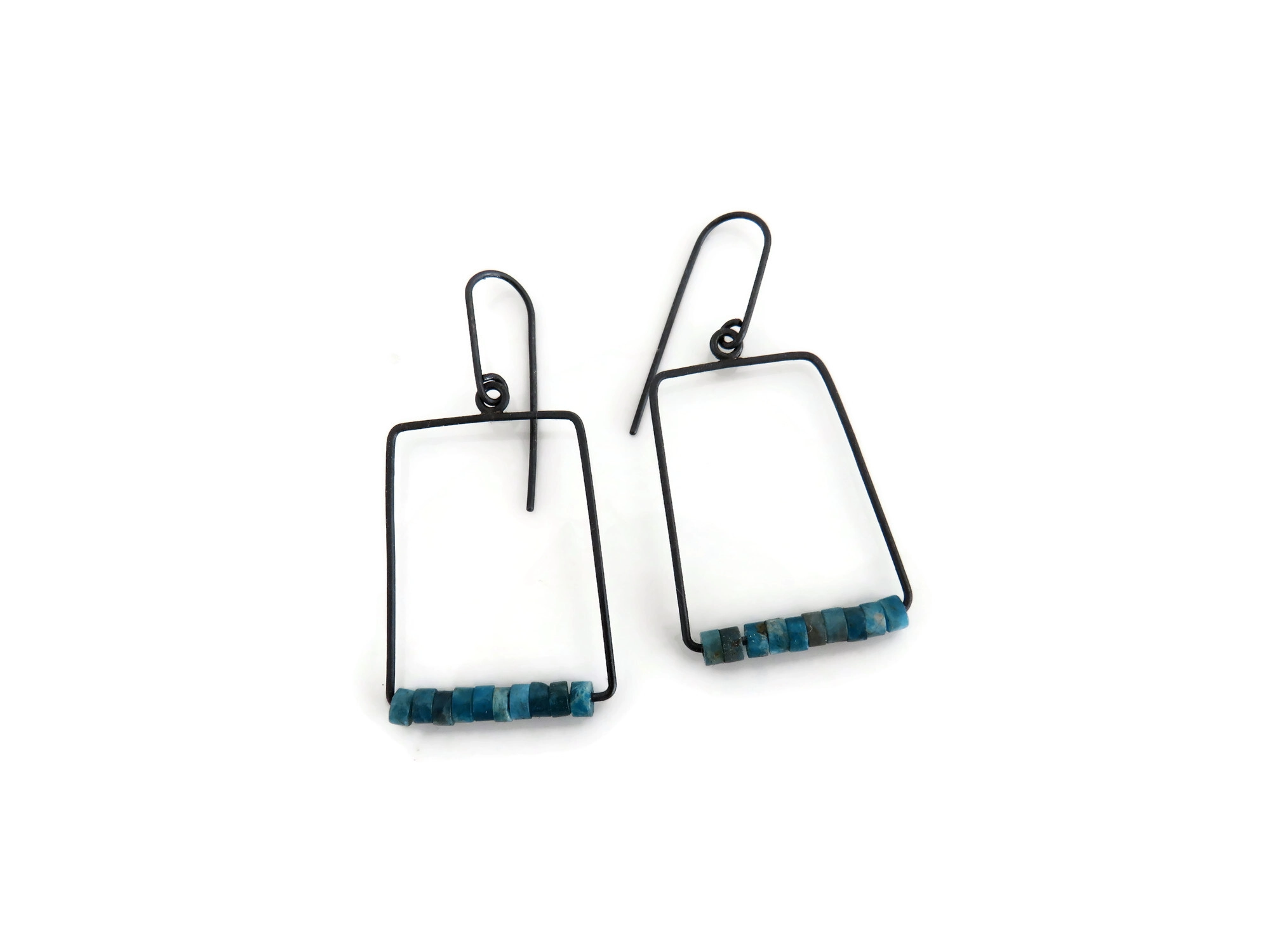 Geometric Apatite Silver Earrings
