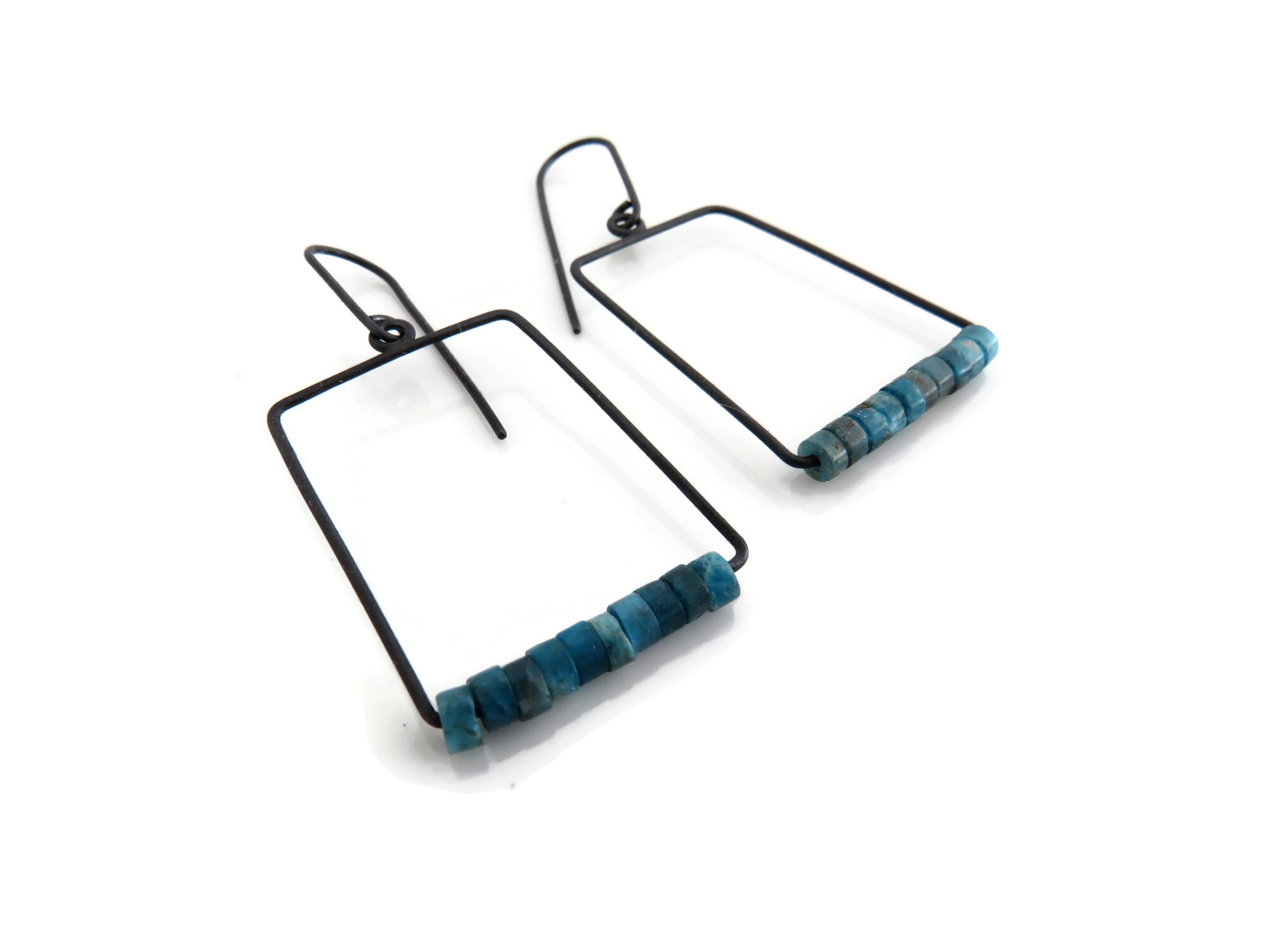 Geometric Apatite Silver Earrings