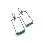 Raw Aquamarine Oxidized Silver Earrings