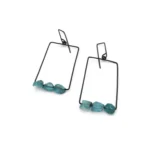 Raw Aquamarine Oxidized Silver Earrings