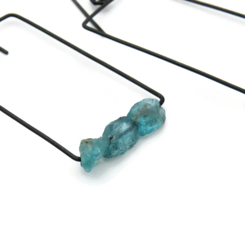 Raw Aquamarine Oxidized Silver Earrings