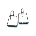 Geometric Oxidized Silver Earrings with Apatite