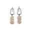 Biwa Pearl Long Earrings in Oxidized Silver