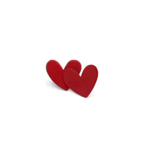Red Heart Stud Oxidized Silver Earrings