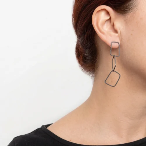 Oxidized Silver Chain Earrings