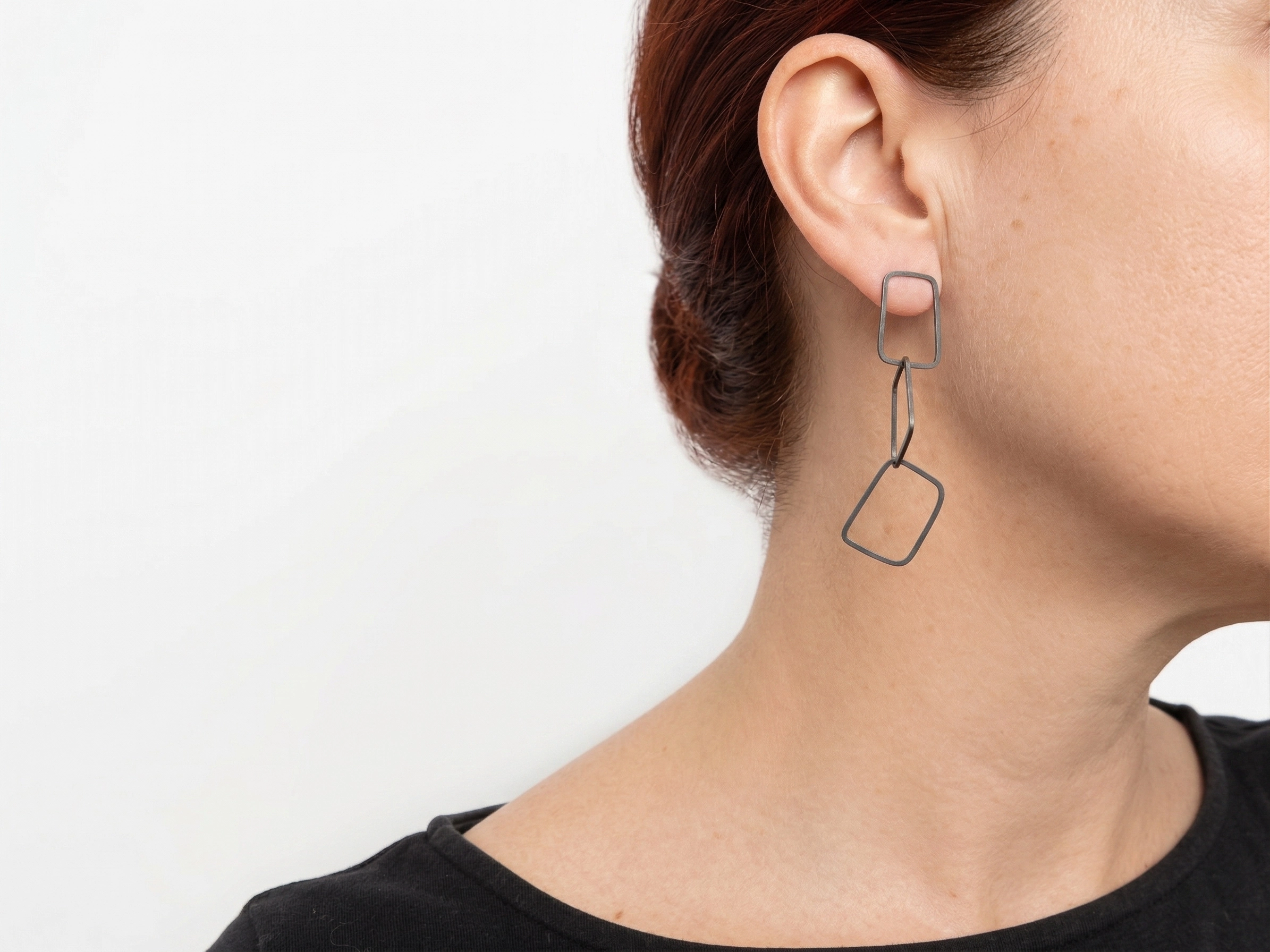 Oxidized Silver Chain Earrings