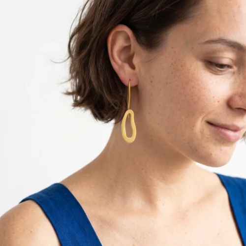 Organic Satin Gold Dangle Earrings