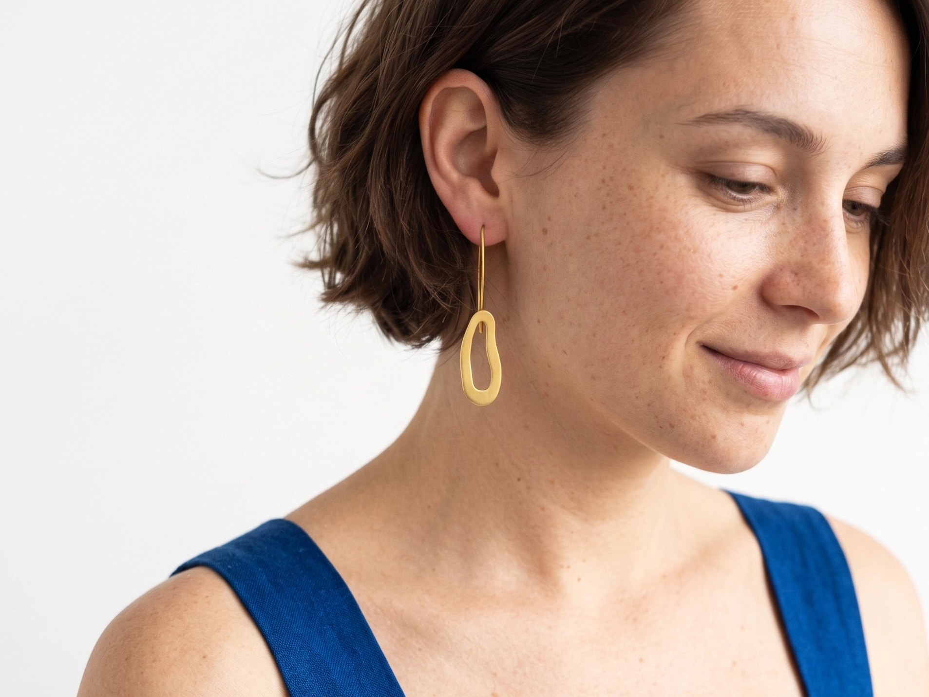 Organic Satin Gold Dangle Earrings