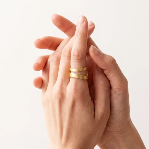 Adjustable Satin Gold Ring – Aqua