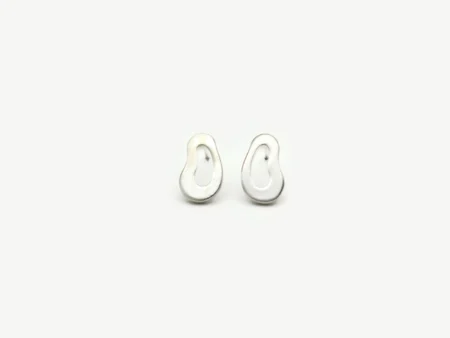 Organic Satin Silver Stud Earrings – Aqua
