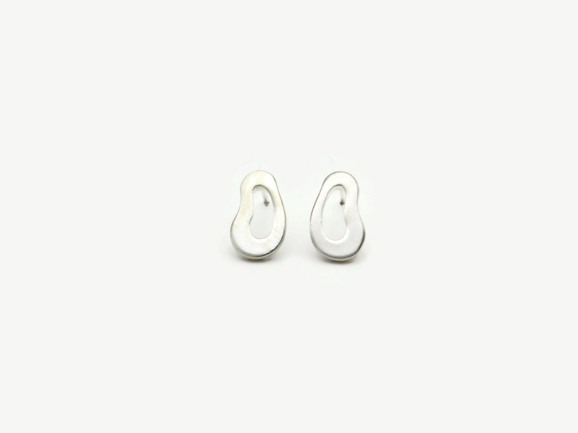 Organic Satin Silver Stud Earrings – Aqua