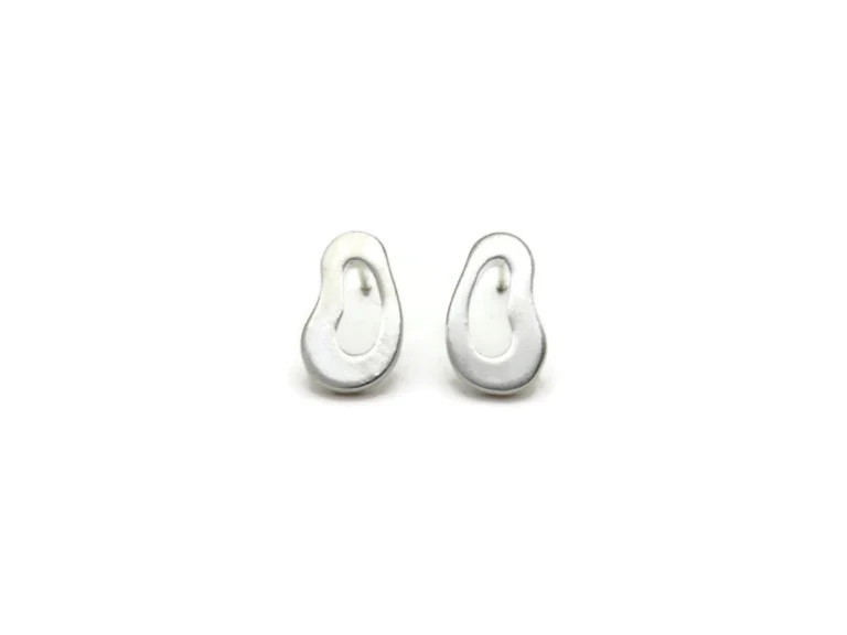 Organic Satin Silver Stud Earrings
