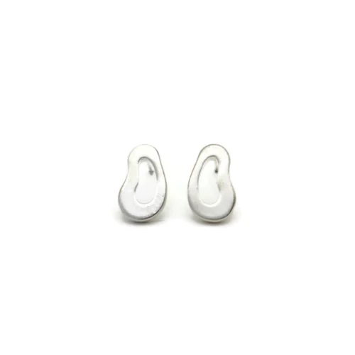 Organic Satin Silver Stud Earrings
