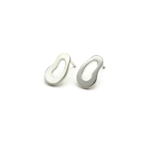 Organic Satin Silver Stud Earrings