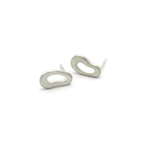 Organic Satin Silver Stud Earrings