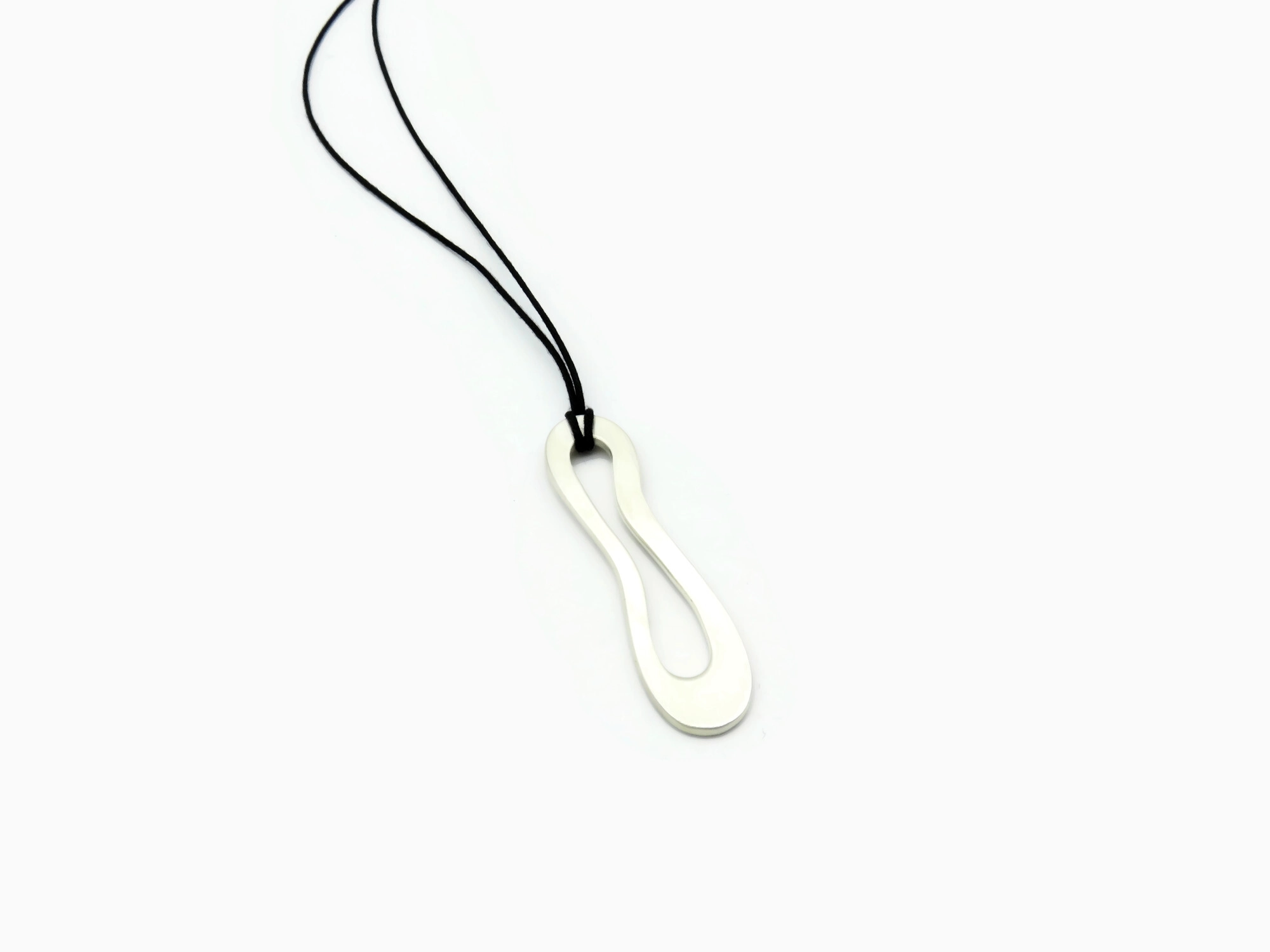 Organic Satin Silver Pendant - Aqua