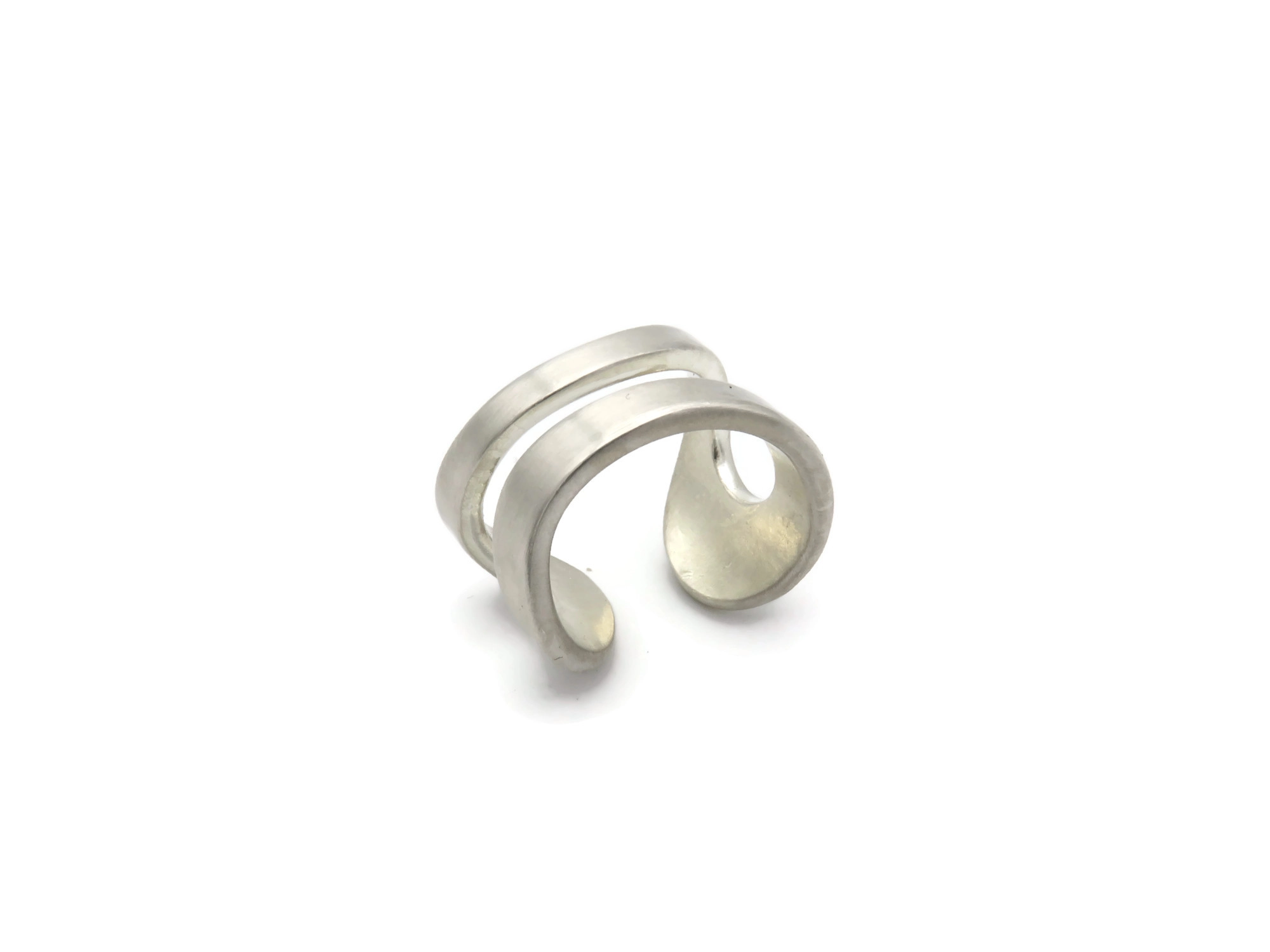 Adjustable Satin Silver Ring