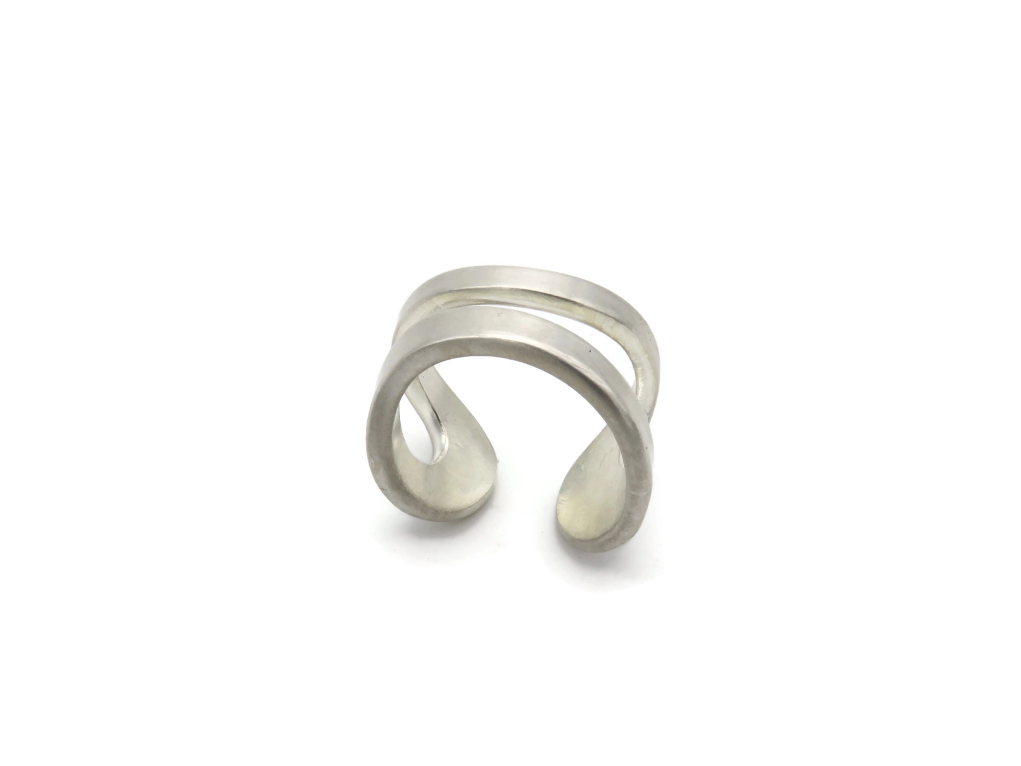 Adjustable Satin Silver Ring