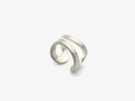 Adjustable Satin Silver Ring - Aqua