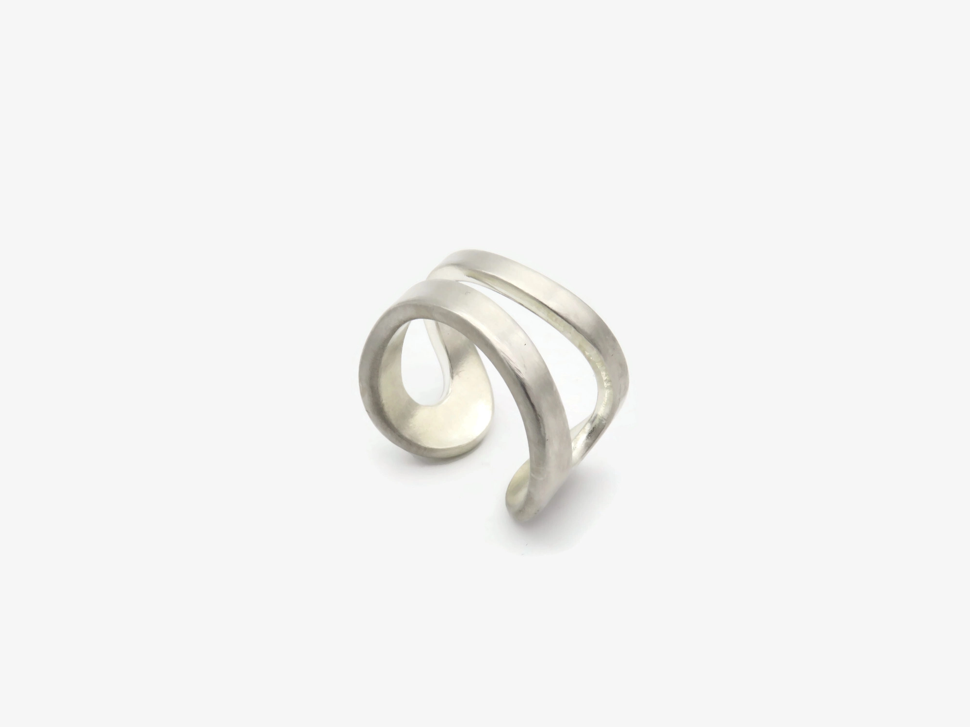 Adjustable Satin Silver Ring - Aqua