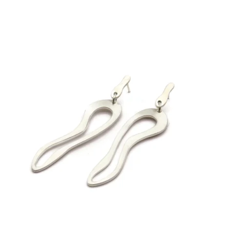 Organic Satin Silver Link Earrings