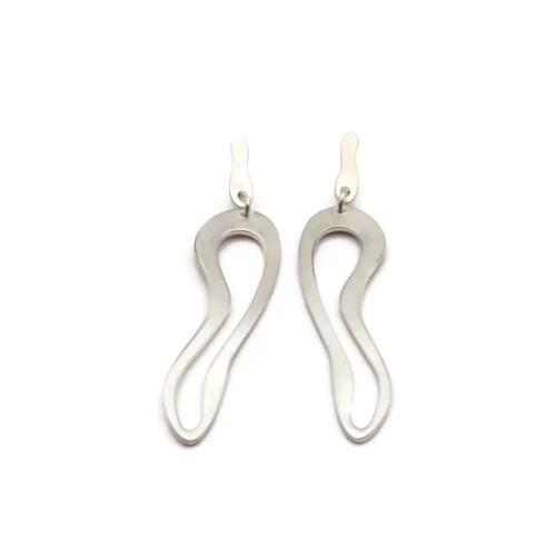 Organic Satin Silver Link Earrings