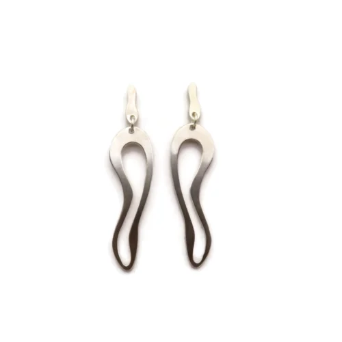 Organic Satin Silver Link Earrings