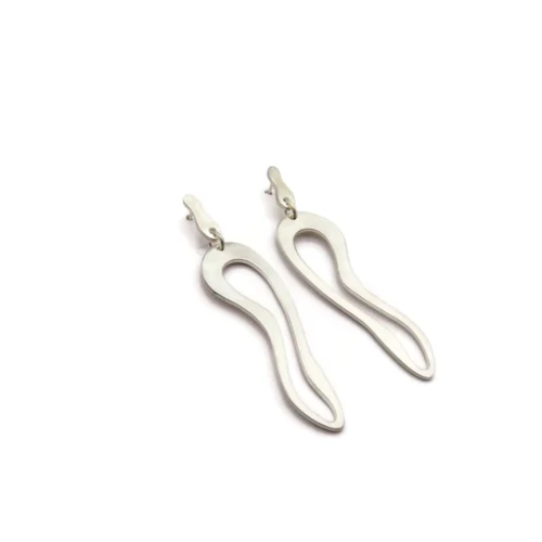 Organic Satin Silver Link Earrings