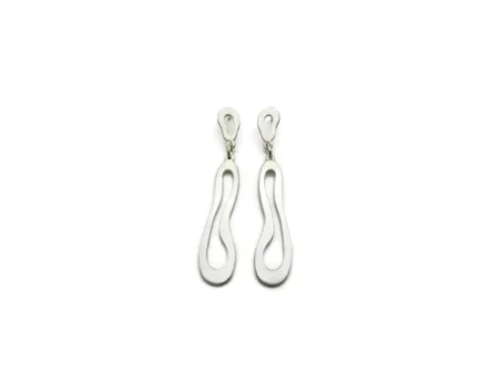 Organic Satin Silver Drop Earrings