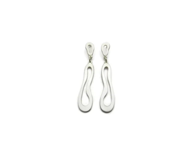 Organic Satin Silver Drop Earrings