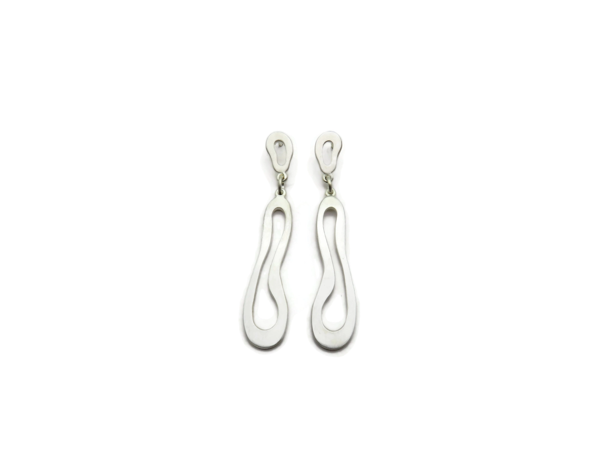 Organic Satin Silver Drop Earrings