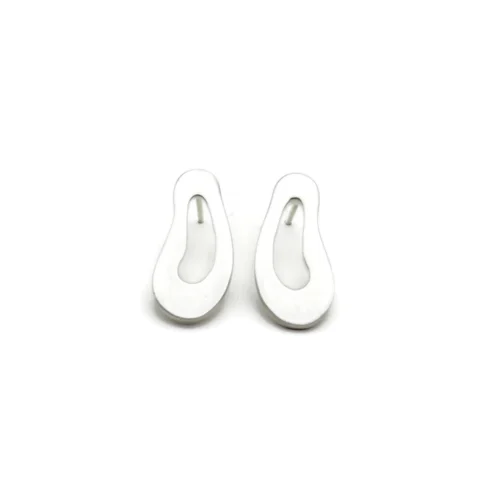 Large Organic Satin Silver Stud Earrings
