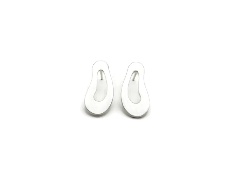 Large Organic Satin Silver Stud Earrings