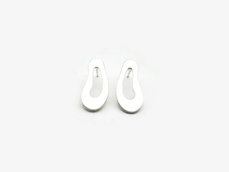 Large Organic Satin Silver Stud Earrings – Aqua