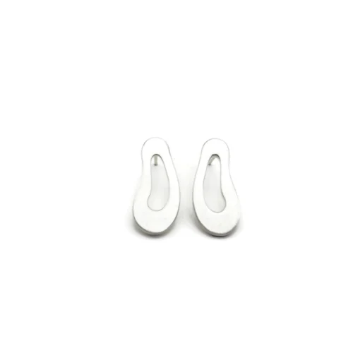 Large Organic Satin Silver Stud Earrings