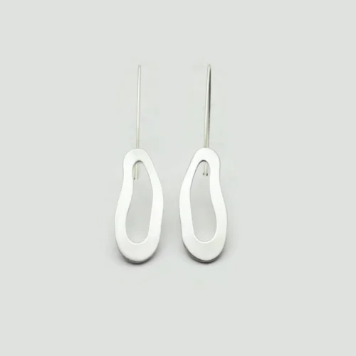 Organic Satin Silver Dangle Earrings - Aqua