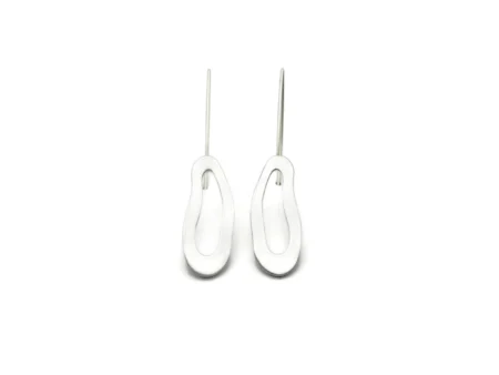 Organic Satin Silver Dangle Earrings